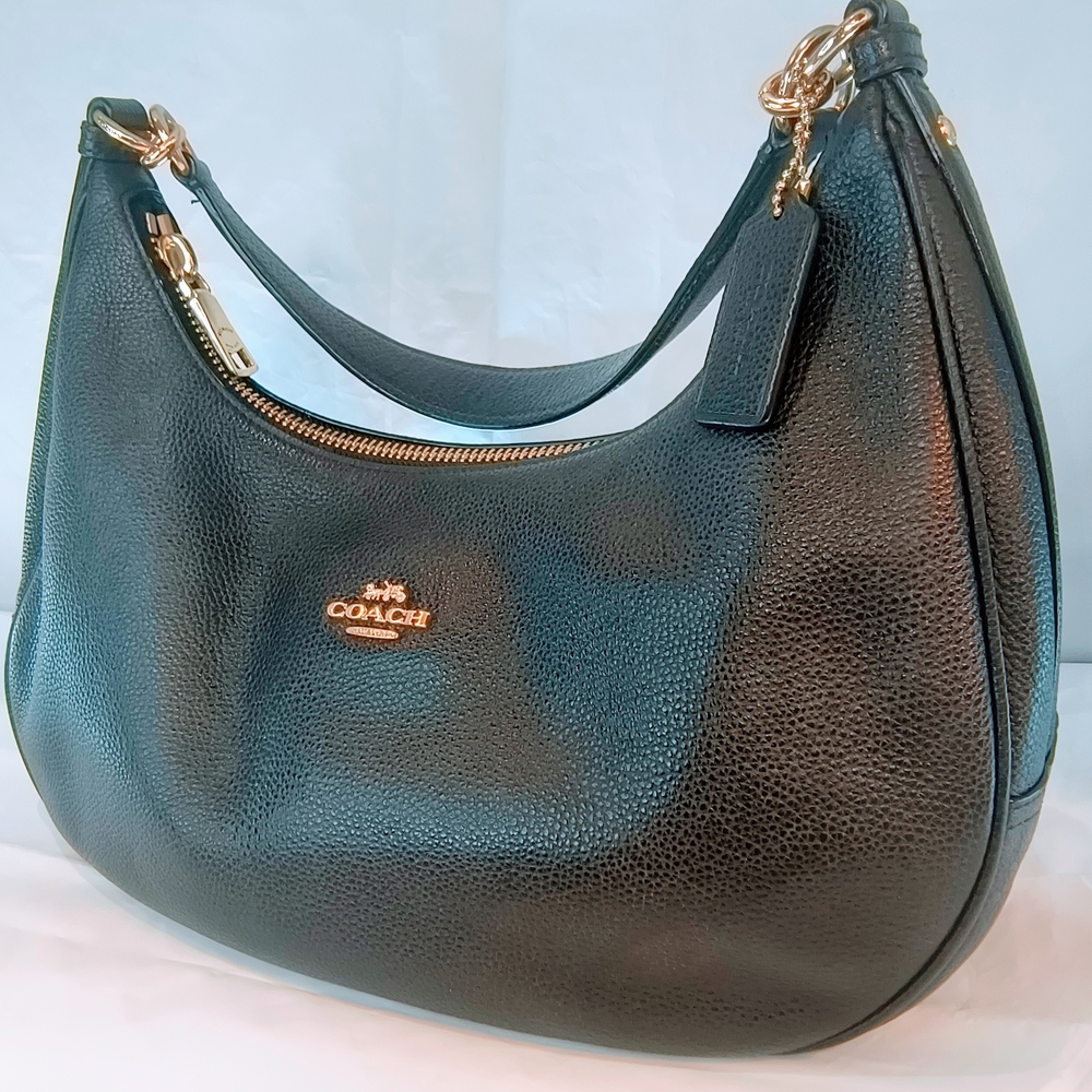 COACH 2017 Black Pebbled Leather Harley Hobo Bag,‎ F38250